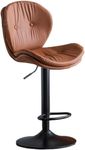 Paulsons Hospitality Bar Stool with Footrest, High Kitchen Island Chairs, 360° Rotating, Height-Adjustable Bar Stool, Microfibre Leather Bar Stool with Backrest, for Home, Kitchen, Counter Bar, Brown