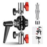 NEEWER Heavy Duty Light Stand Head Adapter with All Metal Dual Swivel Ball Joint, Dual 5/8" Receivers, 1/4" to 3/8" Convertor Spigot Stud, 3/8" to 5/8" Screw, for C Stand, Max Load 14lb, UA020