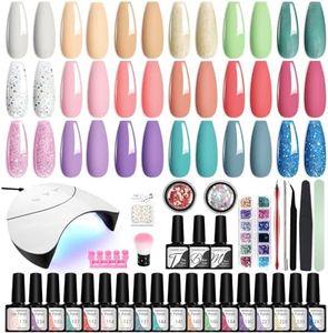 VANREESA Gel Nail Kit, 18 Colours Gel Nail Polish Set with Lamp Starter Kit Pink Blue Green Purple Gel Polish Set Gel Nail Polish Kit with Base and Top Coat Nail Art Set Gifts for Women