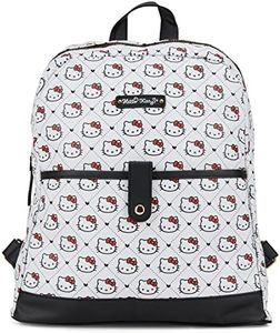 Fast Forward Hello Kitty Allover Leather Backpack - Girls, Boys, Teens, Adults - Hello Kitty Faux Leather 14 Inch Backpack, White, Daypack Backpacks