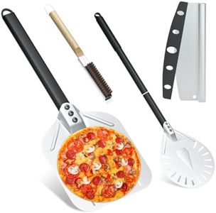iklestar 4PCS Accessoires pour four à pizza, Pelle a pizza perforée de 30 cm, Peau à pizza en aluminium de 83cm avec un long manche, Outil de nettoyage de la pierre du four