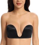 Lemorosy Women's Deep U Plunge Strapless Bra Underwire Low Cut Push Up Multiway Bra(34D, Black)