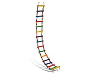 DS. DISTINCTIVE STYLE Bird Ladder Toys Coloured Flexible Parrot Swing Bridge Wooden Cockatiel Cage Hanging Climbing Ladder (39 in (16 Steps))