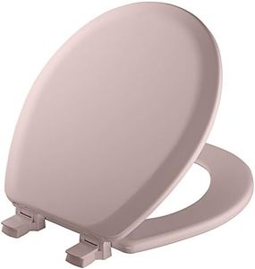 Mayfair 41EC 023 Molded Wood Toilet Seat with Easy Clean & Change Hinges and STA-TITE Seat Fastening System, Round, Pink