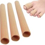 Chiroplax Toe Tubes Sleeves Protectors Cushions Fabric & Gel Lining Finger Toe Separator Tubing for Bunion Hammer Toe Callus Corn Blister (3 Pack, Size Large)