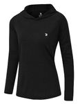 YSENTO Womens Long Sleeve Running Sports Tops Gym Workout Yoga Lightweight Training Hoodies(Black,m)