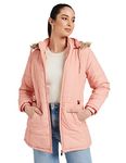 Qube By Fort Collins Women's Nylon Standard Length Parka Coat (88406AZ_Peach_Large)