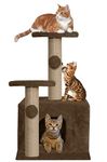 Purrway Soft Fur Activity Cat Tree - Natural Sisal Rope, Condo with Sisal Scratching Post, Hanging Ball Toys for Cats and Kittens (Height 26 Inch) (Brown - FURR-25)