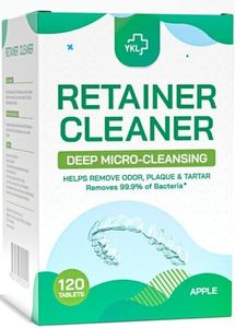 YKL Retainer Cleaner & Denture Cleaning Tablets for Mouth Guard Cleaner, Fresh Apple Flavor (120 Count）