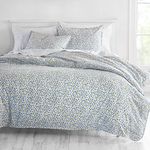 Martha Stewart Libby King Size Duvet, 3 Piece Set-1 Duvet Cover, 2 Pillow Shams, Cotton-Percale, Soft, Reversible, Easy Wash, All Season 104"x92" with Button Closure, Floral Multi