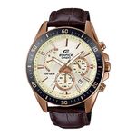 Casio EDifice EFR-552GL-7AVUDF Beige Analog Dial Brown Leather Band Men's Watch Chronograph 100M Water Resistant EX359