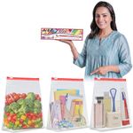 Shalimar Zip 'N' Slider Bags | Medium (24.5 cm X 28 cm) | Pack of 45 Bags | Ziplock/Vegetable/Fruit/Fridge/Multi-Purpose Storage Bag | Reusable & Reclosable with Slider Lock | Color – Natural