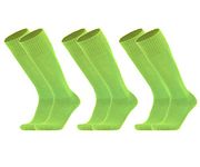 LingTu Unisex Athletic Knee High Breathable Compression Solid Tube Soccer Football Sport Socks 3/12 Pairs for Kid Youth Adult, Neon Green 3 Pairs, Large