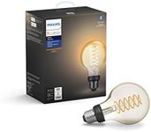 Philips Hue White 7W Equivalent 40W Filament G25 Base E26 LED Smart Bulb, Dimmable, Bluetooth & Zigbee compatible, voice activated with Alexa