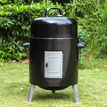 Sophia & William 17" Vertical Charcoal Smoker 2 IN 1 Charcoal Smoker & Grill with Two-Tier Grates, Heavy-Duty Integral Chamber and Tunnel Ventilation System for BBQ, Outdoor Camping, Patio (Black)