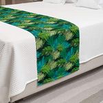 Ambesonne Palm Leaf Bed Runner Rhythmic Motif Pattern of Digitally Illustration Tropical Jungle Art Decorative Home Accent Bedding Scarf for Hotels Homes and Guestrooms Queen Forest Green