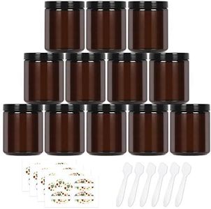 240 ml 8 oz Amber Round Glass Jars with Black Lids Great Perfect for Cosmetics and Face Cream Lotion and Personal Care Products and more