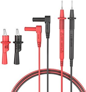 Test Leads Set Multimeter Leads and Alligator Clips, Insulated Test Leads CAT III 1000V with Threaded Alligator Clips, 4mm Test Leads Threaded Probes Tip