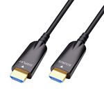 DTECH 50ft Fiber Optic HDMI Cable with 4K 30Hz and 1080p 60Hz High Resolution Video 3D HDCP CEC 10.2 Gbps High Speed Supported (50 Feet, Black)