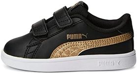 PUMA Unisex Baby Smash V2 Metallics V Inf Sneaker, Puma Black Puma Gold Puma White, 5 US