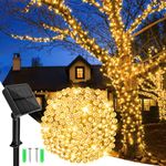 Dalugo Solar Garden Lights Outdoor, 14m 120 LED Solar Powered String Lights, Waterproof Fairy Lights 8 Modes for Garden, Patio, Yard, Festival, Party Decorations, Warm White