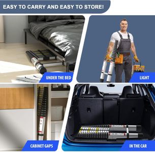 4.4M Telescoping Ladder – 14.5FT Metal, Non-Slip, Collapsible, 330lb Capacity