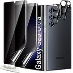 LK 2+2 Pack for Samsung Galaxy S23 Ultra Screen Protector [Not Glass] Anti-Scratch, 2 Full Coverage Privacy Screen Protector and 2 Camera Protection for Galaxy S23 Ultra, HD Ultra-Thin, Case Friendly