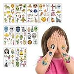 Sizkii 95PCS Day of the Dead Temporary Tattoo Stickers For Children, Flower Skull Tattoos Stickers, Day of the Dead Party Favors, Day of the Dead Skeleton Tattoos for Girls Boy Gift