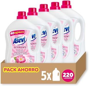 Asevi Detergente Líquido para Lavadora Rosa Mosqueta - Detergente para Ropa Blanca y de Color con Fórmula Concentrada - Jabón de Rosa Mosqueta para una Ropa Limpia y Suave - Pack 5-200 Lavados