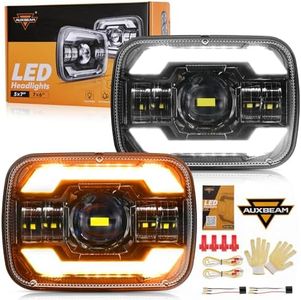 Auxbeam 12000LM Bright 5x7 In Headlights, 7x6 Led Headlights with DRL Turn Signal High Low Beam, Compatible with Jeep Cherokee XJ Wrangler YJ Ford Chevrolet, H6054 H5054 Headlights DOT Approved, Black