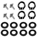 M8 Eye Bolt, 4 Pack T Slot Bolt Tie Down Rings Black T Bolts for Roof Rack Heavy Duty Eye Bolt T Track Mount Tie Down Anchor Roof Rack T Bolts Eye Nut for Ropes Anchoring Tie Down Straps (20mm)