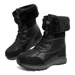 Womens Snow Boots Warm Fur Lined Winter Boots Anti Slip Ankle Boots Mid Calf Snowboots Waterproof and Cold-Resistant Outdoor Walking Shoes for Women