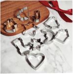 Stainless Steel Biscuit Mould Christmas/Holiday Cookie Cutter - 10 Piece - Snowflake, Gingerbread Man and Christmas Tree- Stainless Steel