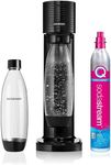 Sodastream Gaia Manual Sparkling Water Maker - Cordless Sparkling Water Machine with 1 Litre Reusable BPA-Free Water Bottle for Carbonating and 60 Litre Quick Connect Co2 Gas Cylinder - Black