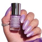 DeBelle Gel Nail Polish Hello Hannah (Light Purple with Gold Micro Shimmer Nail Paint) | Seaweed Enriched Formula Long Lasting and Toxic Free - 6ml