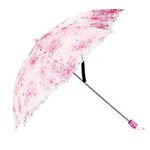 Honeystore Flower Print Vintage Parasol Anti-UV Folding Lace Embroidery Umbrella 2 Folding Pink
