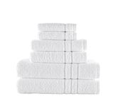 HOMEZIGN 6 Piece Towel Set, 2 Bath Towels - 2 Hand Towels - 2 Wash Cloths, 100% Natural Turkish Cotton, 600 GSM Extra Soft and Highly Absorbent (White, Set of 6)