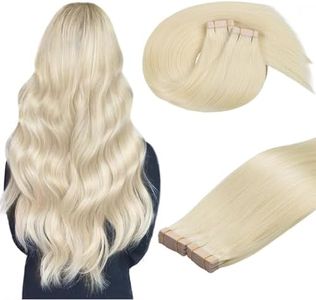 DOORES Tape in Hair Extensions Human Hair, Platinum Blonde 26 Inch 40pcs 120g, Human Hair Extensions Tape in Real Hair Skin Weft Hair Extensions Straight Double Side Tape