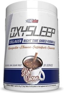 EHPlabs OxySleep Collagen Peptides Powder Night Time Shred - Promotes Deep Sleep & Shredding, Skin, Bones & Muscle Support, Pasture-Raised Bovine Collagen, Type I & III, 30 Servings (Hot Cocoa)