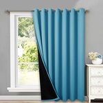 NICETOWN Total Shade Patio Door Curtain, Heavy-Duty Full Light Shading Sliding Door Drape Room Divider Curtain, Vertical Blind for Window（Teal Blue, 1 Panel, 100 inches Wide x 95 inches Long