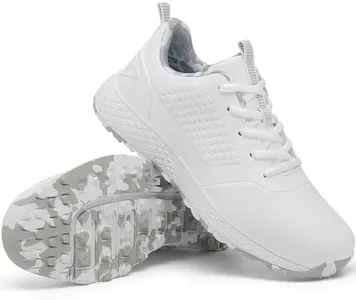 ULTIANT Women Golf Shoes Spikeless Waterproof Golf Sport Sneakers Size5.5-10(White_Grey,42)