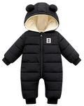 Minizone Baby Snowsuit Winter Hooded Romper, Warm Pramsuit Baby Coat Jumpsuit Zipper Bodysuits Infant Clothes Outfits Boys Girls 0-3 Months