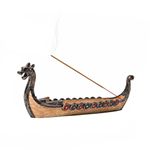 Jueyeek Retro Dragon Boat Incense Holder Stick Holder Burner Viking Boat Incense Hand Carved Carving Censer Ornaments