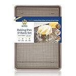 Wire Rack Baking Sheet Pan Set by Ultra Cuisine - Baking Sheet with Rack - Half Sheet Pan Rack Stainless - Baking Trays - Half Sheet Pans and Oven Rack Set - Champagne Sheet Pans for Baking with Rack