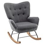 HollyHOME Rocking Chair Armchair Velvet, Living Room Chair Accent Chair Relax Lounge Leisure Chair, Reading Chair Bedroom Chair, Dark Grey