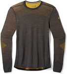 Smartwool Men's Intraknit Thermal Merino Wool Base Layer — Long Sleeve Crew (Slim Fit), Charcoal-Honey Gold, XX-Large