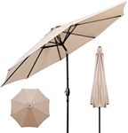 ZealWe Garden Parasol 3m Umbrella Outdoor Sun Shade with Tilt Crank Handle and 8 Ribs for Patio Beach Pool Lawn Backyard Deck(Beige)