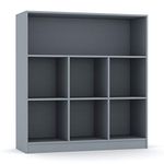 URBNLIVING Wide Wooden 7 Cube Bookcase Storage Unit (Grey, Wide)