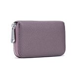 Meowoo Credit Card Holder Wallet for Men Women,RFID Blocking Genuine Leather Zipper Accordion Wallet(Purple)