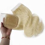 Forawme 613 Blonde Pre Plucked Lace Closure Human Hair Brazilian Virgin Hair Body Wavy Transparent Closure Hair Pieces 4X4 12 Inch Bleached Knots Top Closures With Natural Hairline